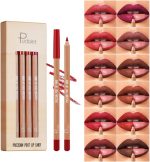 Sitovely 12 Colours Lip Liner Pencil Set, Long Lasting Lip Liner Pen, Non-Stick Cup, Creamy and Anti-Smudge Formula, Smooth Texture Matte Lip Liner Gift Set