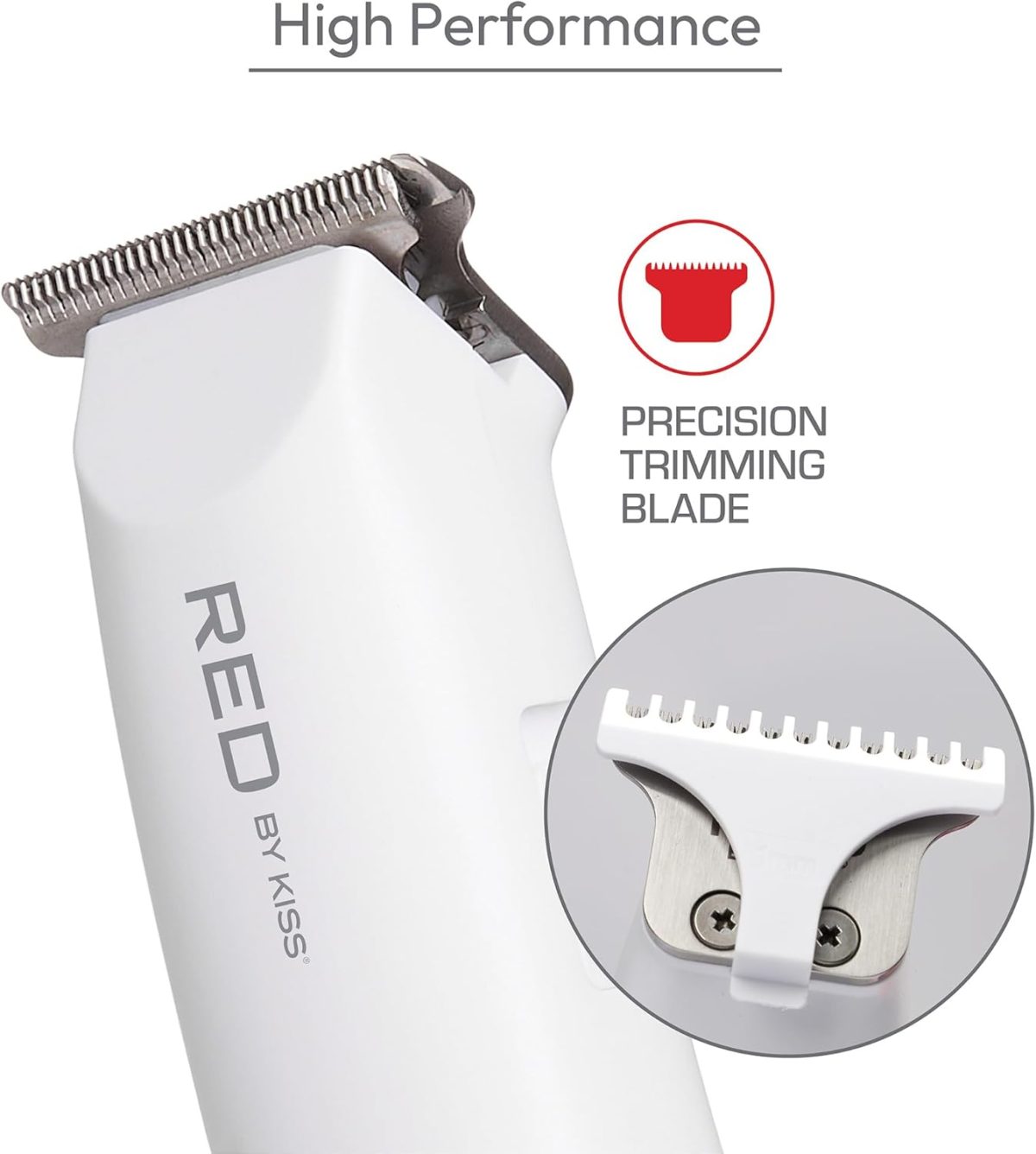 ⁦Red by Kiss Hair Clipper, Mini Cordless Hair Trimmer, Long Lasting Hair Cutting Kit, USB-C Rechargeable Haircut Beard Trimming Clippers for Men Women Kids, Portable Grooming Kit (White)⁩ - الصورة ⁦5⁩