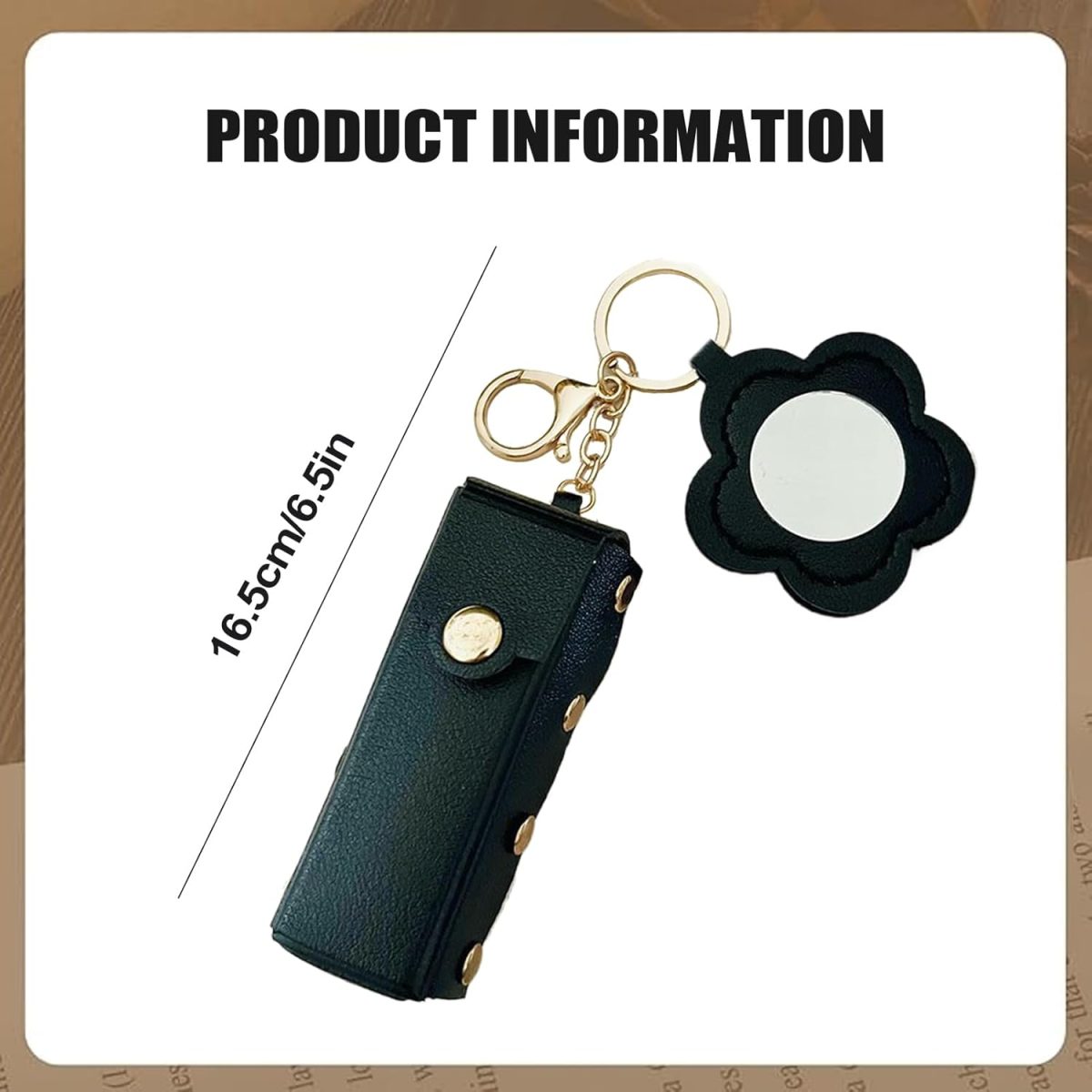 ⁦Lipstick Holder Keychain | PU Leather Lipstick Pouch,Fashion Makeup Storage Organizer for Women Girls Cosmetic Wallet⁩ - الصورة ⁦5⁩