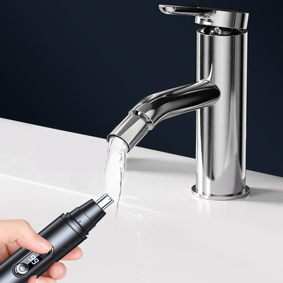 ⁦Rechargeable Nose Hair Trimmer for Men and Women, USB-C Nasal Hair Clipper with LED Display, Painless Ear and Nose Trimmer, Portable Facial Hair Remover, Easy to Clean⁩ - الصورة ⁦4⁩