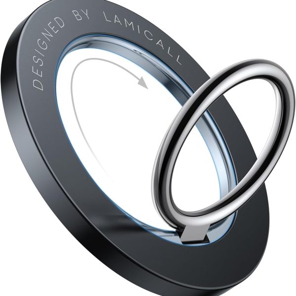 Magnetic Phone Ring Holder for MagSafe - Lamicall Magnetic Finger Phone Ring Stand Holder, Magnet Ring Grip, Compatible with iPhone 16 15 14 13 12 Pro Max Plus Mini, Mag Safe Accessories, Misty Black