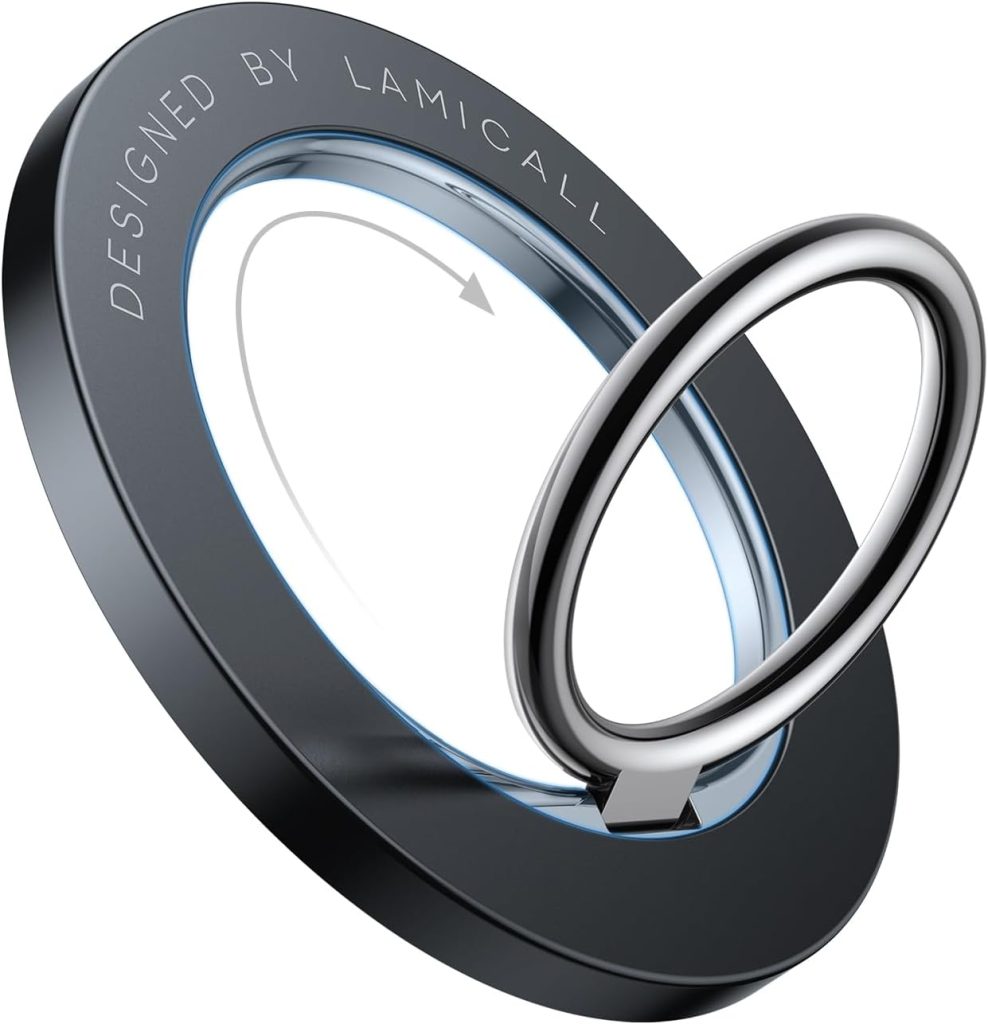 Magnetic Phone Ring Holder for MagSafe - Lamicall Magnetic Finger Phone Ring Stand Holder, Magnet Ring Grip, Compatible with iPhone 16 15 14 13 12 Pro Max Plus Mini, Mag Safe Accessories, Misty Black
