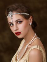 ⁦1920's Flapper Headband, Great for Gatsby Headpiece 20s Art Deco Hair Accessories Headband Sliver⁩ - الصورة ⁦5⁩