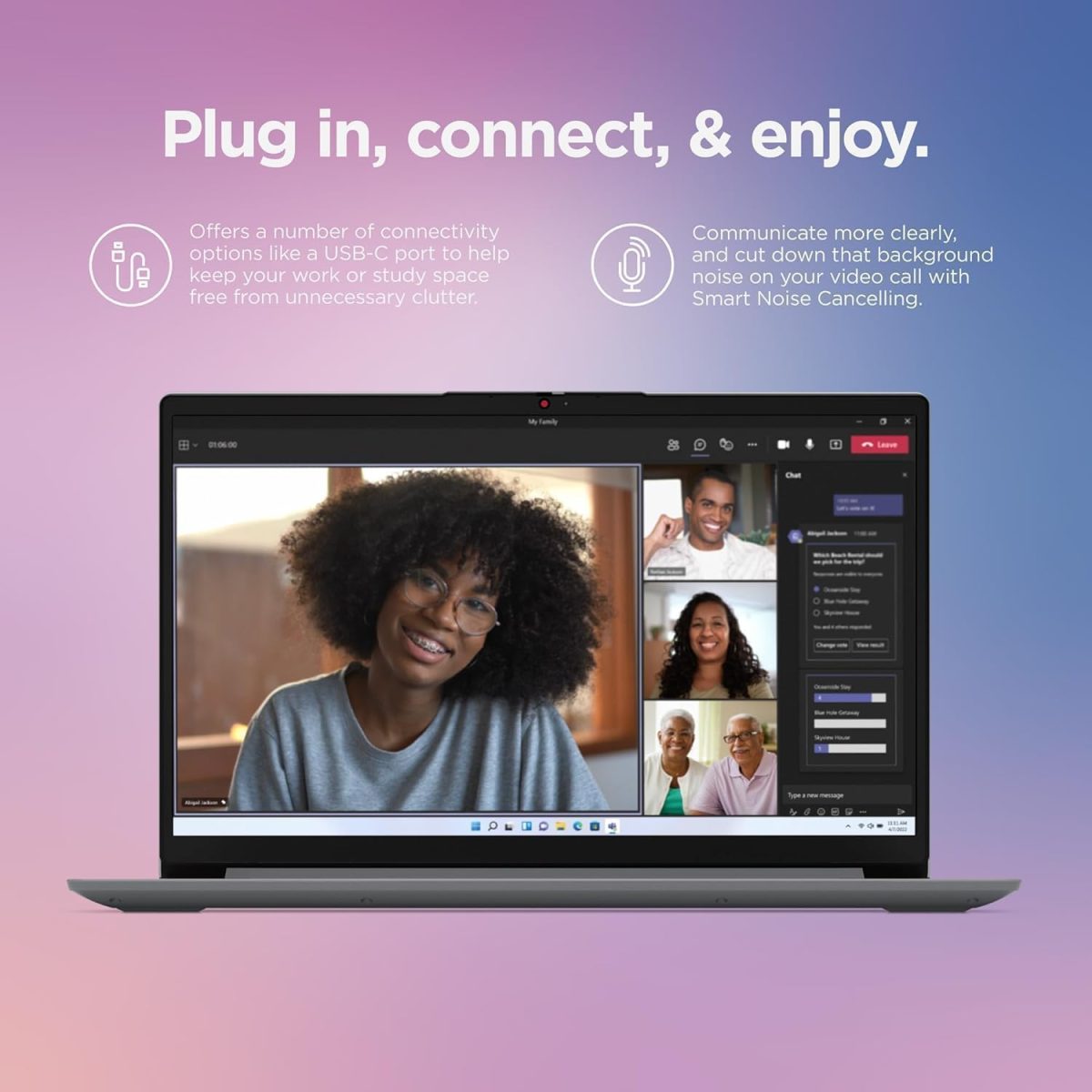 ⁦Lenovo IdeaPad Newest Flagship Laptop, 15.6" HD Display, Intel Dual Core Processor Up to 2.8GHz, 12GB RAM, 512GB SSD + 128GB eMMC, 1-Y Microsoft Office 365, Wi-Fi 6, Webcam, Win 11 +HubxcelAccessory⁩ - الصورة ⁦4⁩