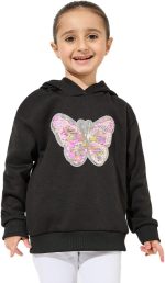 Styli Girls Butterfly Sequin Patch Hoodie