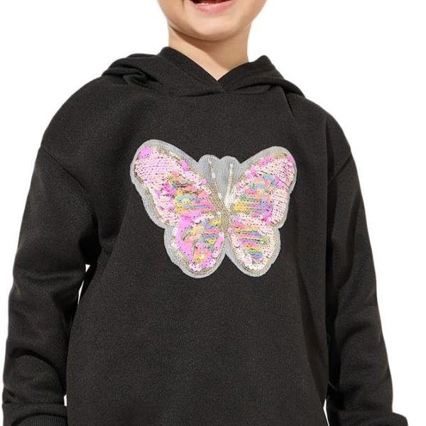 Styli Girls Butterfly Sequin Patch Hoodie