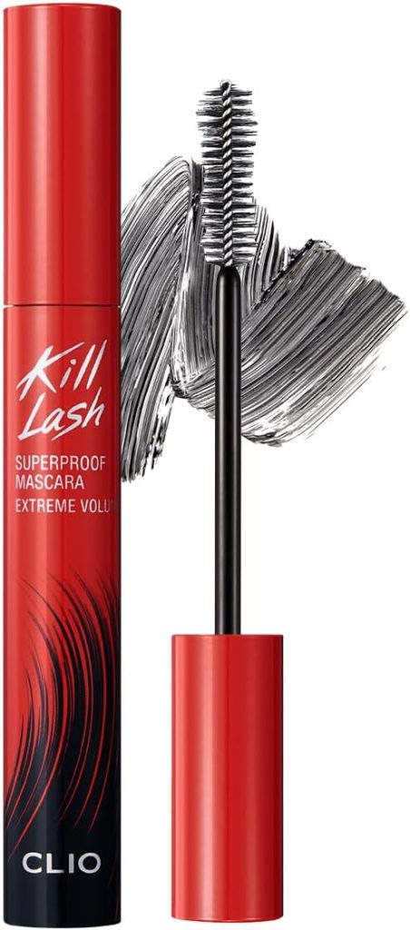 CLIO PROFESSIONAL Kill Lash Superproof Mascara | Washable, Vegan Formula, Ultra-Volumizing, Smudge-Proof, Clump-Free, Curl-Holding, Long-Lasting | 0.24 fl oz (004 EXTREME VOLUME BLACK)