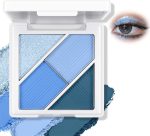 Azonee Matte Shimmer Eyeshadow Palette, 4-Color Pigmented & Blendable Eyeshadow for Bold & Glamorous Eye Makeup, Long-Lasting, Travel-Friendly, Ocean Blue, Glacier Blue