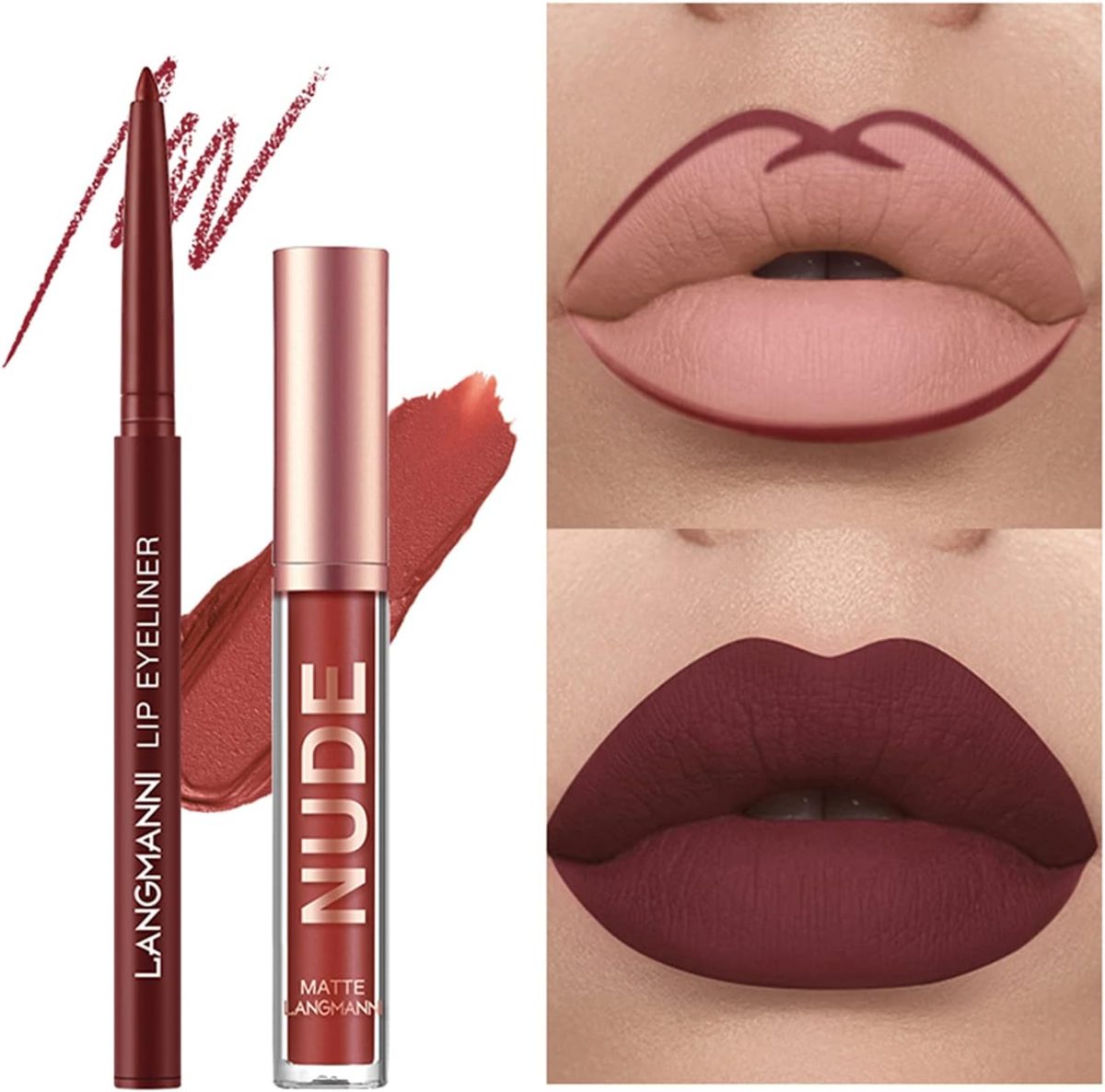 ⁦BestLand 12Pcs Matte Liquid Lipstick + Lip Liner Pens Set, Velvety Nude Lip Stain Waterproof Long Wear Makeup Gift Set⁩ - الصورة ⁦5⁩