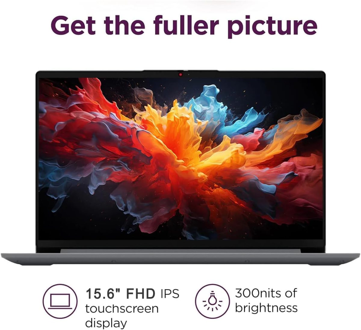⁦Lenovo IdeaPad 15.6" FHD Touchscreen Laptop (16GB RAM, 512GB SSD, Intel 6-Core i3-1215U (> i5-1135G7)), Narrow Bezel, Webcam, 10-Hour Long Battery Life, Wi-Fi 6, Win 11 Home S Mode, Cloud Grey⁩ - الصورة ⁦3⁩