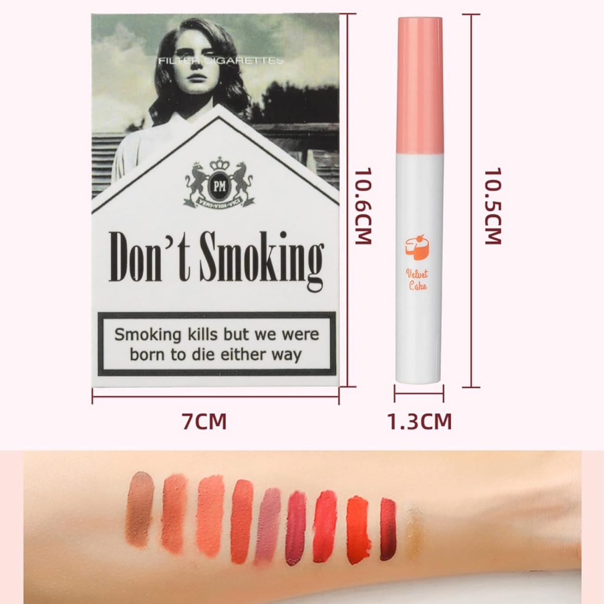 ⁦TITIMORE 10 Colors Matte Cigarette Lipstick Set - Long Lasting Liquid Waterproof Lip Gloss - Little Smoke Velvet Lipstick for Women Gift Lip Makeup⁩ - الصورة ⁦6⁩