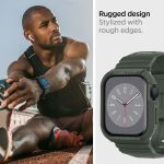 ⁦Spigen Rugged Armor PRO designed for Apple Watch Band with Case for Series 9/8/7 (45mm) and Series SE2/6/SE/5/4 (44mm) - Military Green⁩ - الصورة ⁦5⁩