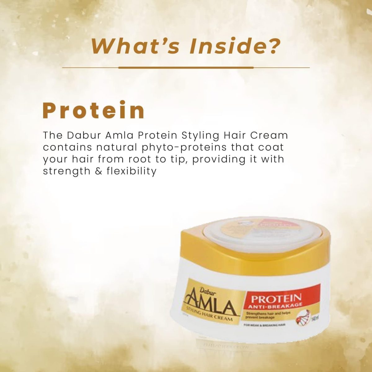 ⁦Dabur Amla Protein Hair Cream 140Ml | Protects, Strengthens Hair & Prevent Breakage | For Weak and Breaking Hair⁩ - الصورة ⁦3⁩