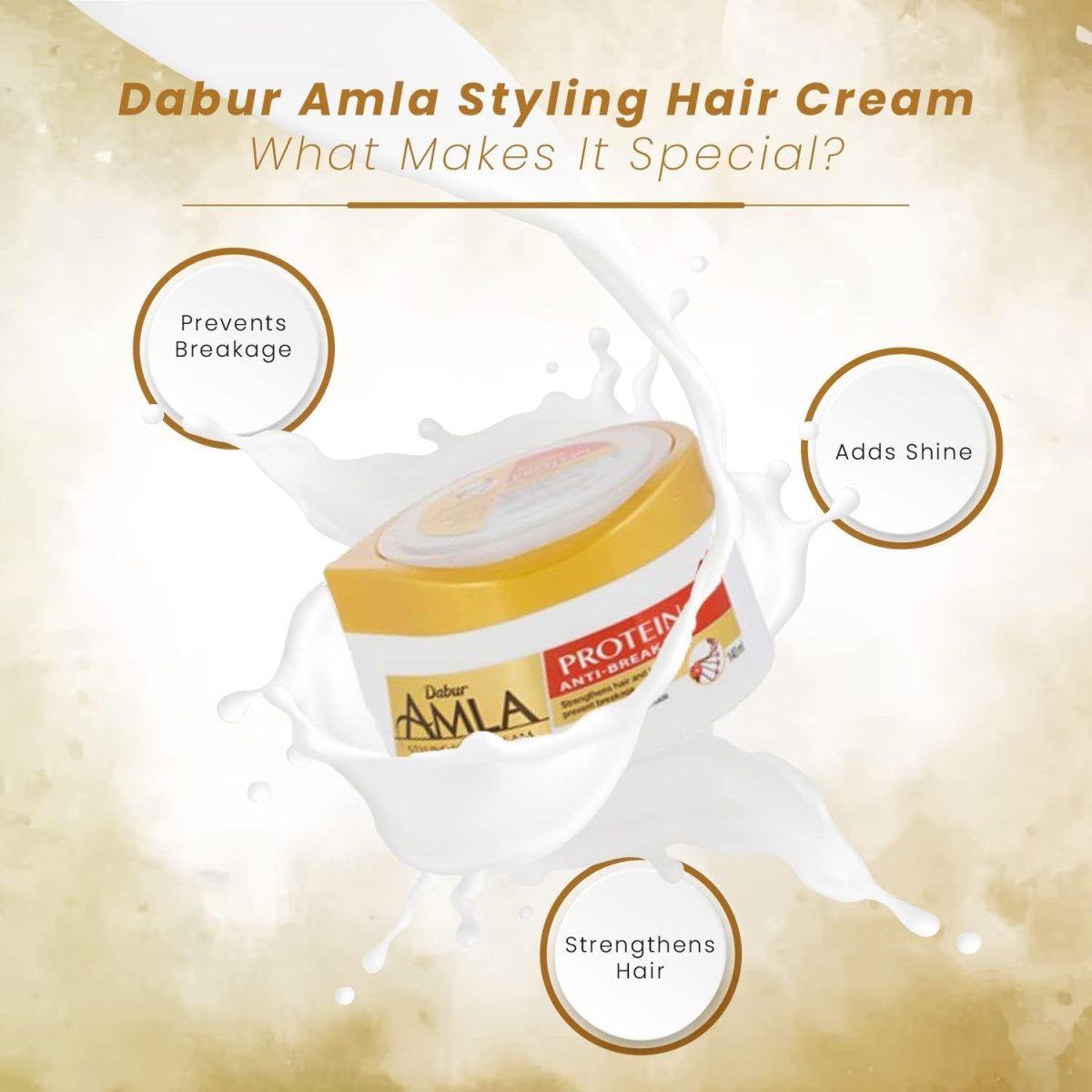 ⁦Dabur Amla Protein Hair Cream 140Ml | Protects, Strengthens Hair & Prevent Breakage | For Weak and Breaking Hair⁩ - الصورة ⁦5⁩