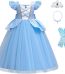 Yalla Baby Girls Dress Costume for Kids Girls Princess Blue Dress Up with Free Accessories - 90-140 cm 3-12 Years Birthday Party Cosplay Outfits (120, Blue-Z00875)