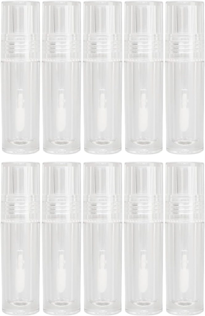 Refillable Lip Glaze Bottle, 10 Pack Clear Empty Lip Gloss Tube Leakproof Clear Plastic Small Travel Lip Cosmetics