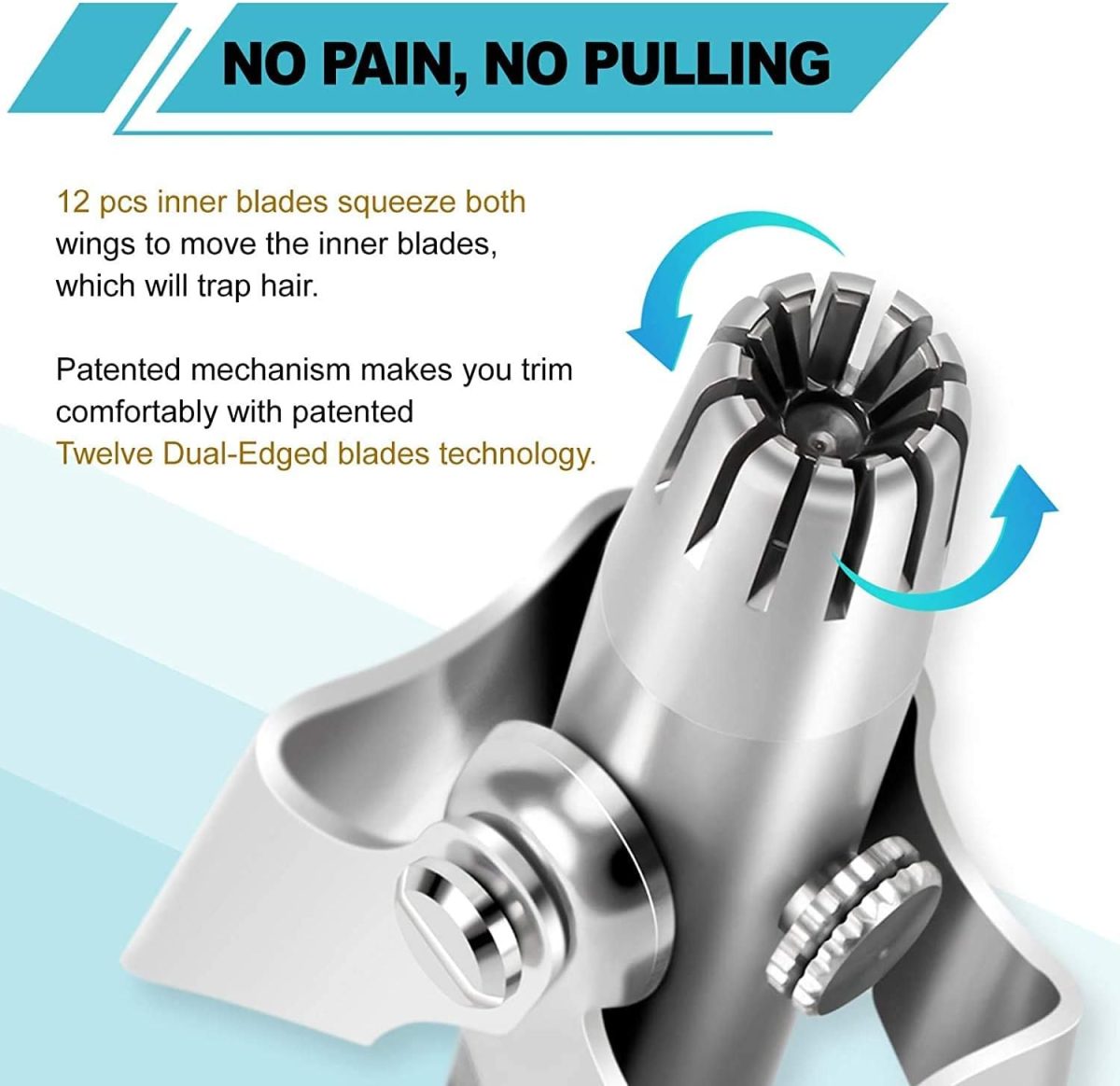 ⁦KASTWAVE Nose Hair Trimmer - Manual Nose Hair Trimmer, Professional Nose & Ear Hair Clipper, Unisex, No Battery, Painless, Stainless Steel, Waterproof⁩ - الصورة ⁦3⁩