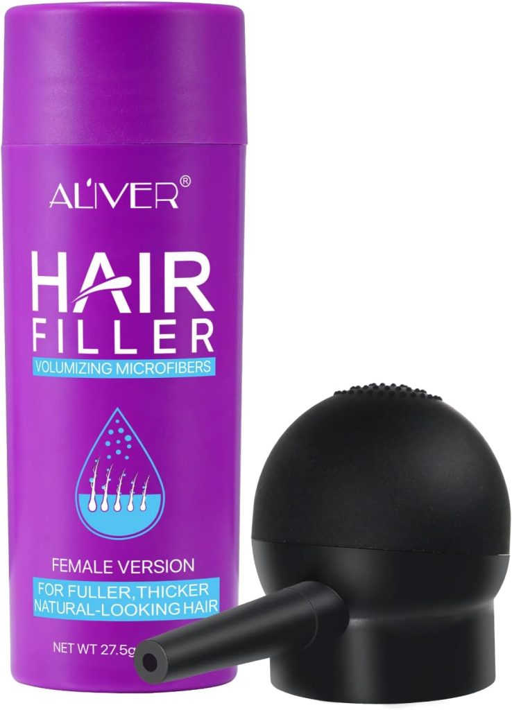 ALIVER Hair Building Fibers for Women(black 27.5Hair Gap Filler with Fibre Hair Powder Spray, Scalp Cover,Hair Powder for Women, Hair Fibres for Thinning Hair,Thicker Fuller for Hair Loss