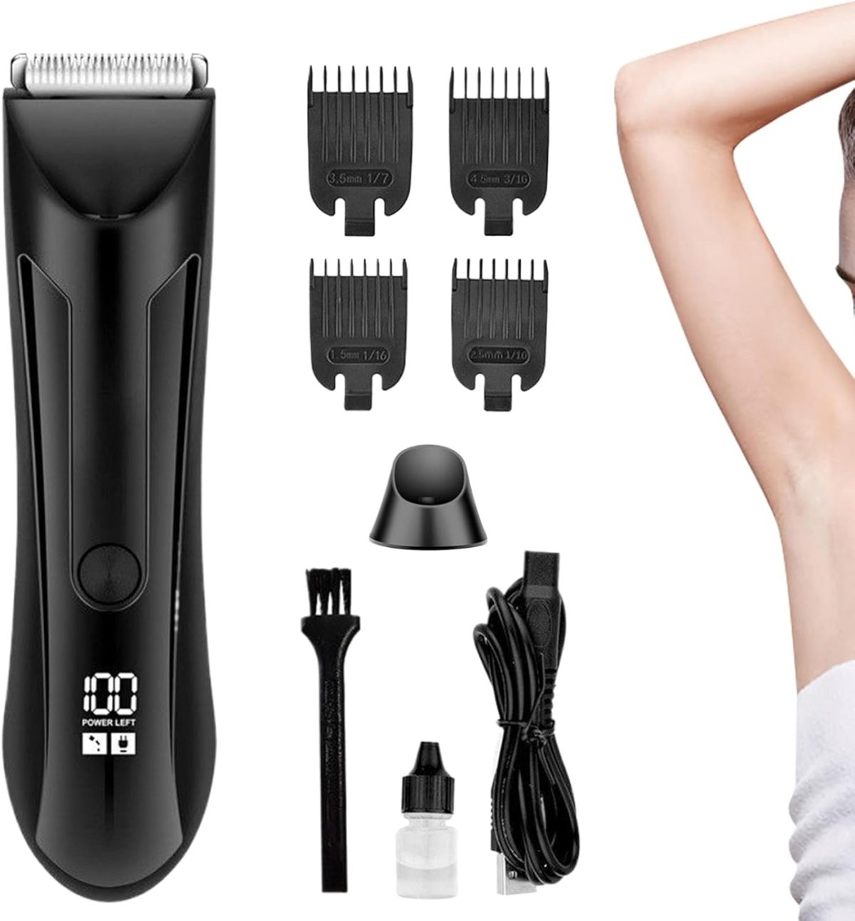 Beard Trimmer,Waterproof Pubic Hair Groomer | Rechargeable Shaving Tool Precision Grooming for Body Face Mustache Nose Husband Travel