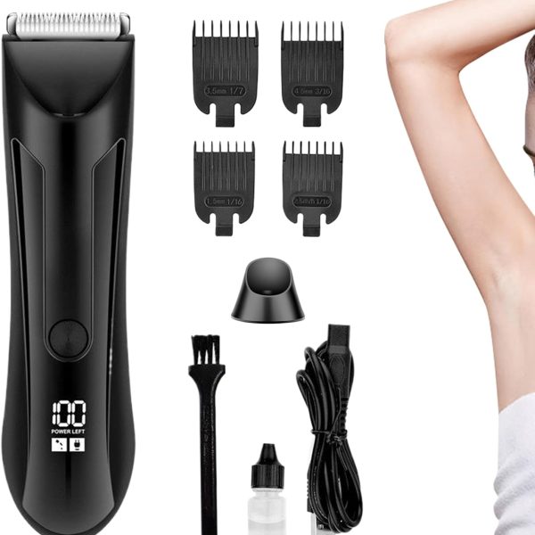 Beard Trimmer,Waterproof Pubic Hair Groomer | Rechargeable Shaving Tool Precision Grooming for Body Face Mustache Nose Husband Travel