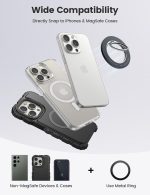 ⁦Magnetic Phone Ring Holder for MagSafe - Lamicall Magnetic Finger Phone Ring Stand Holder, Magnet Ring Grip, Compatible with iPhone 16 15 14 13 12 Pro Max Plus Mini, Mag Safe Accessories, Misty Black⁩ - الصورة ⁦6⁩