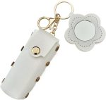 ⁦Lipstick Holder Keychain | PU Leather Lipstick Pouch,Fashion Makeup Storage Organizer for Women Girls Cosmetic Wallet⁩ - الصورة ⁦9⁩