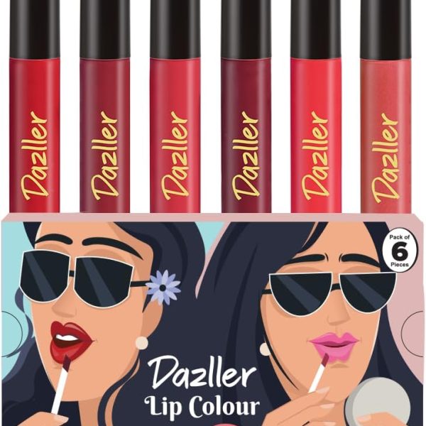 Dazller Lip Colour Mini, 3.6g, Red Masala, Pack of 6, Lightweight, Untra-intense Matte, Smudge-proof, Transfer-proof, 8-hr Stay, Single-stroke Application