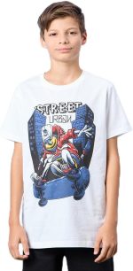 REDTAG Senior Boys White Skate Board Print T-Shirt
