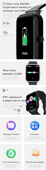 ⁦BLS-SA Smart Watch for Men Women,1.81" Display Smartwatch With Live Wallpaper Fast Charge Long lasting battery Bluetooth Fitness Tracker With Phone Calling IP68 For iOS Android Phone（Black）⁩ - الصورة ⁦8⁩