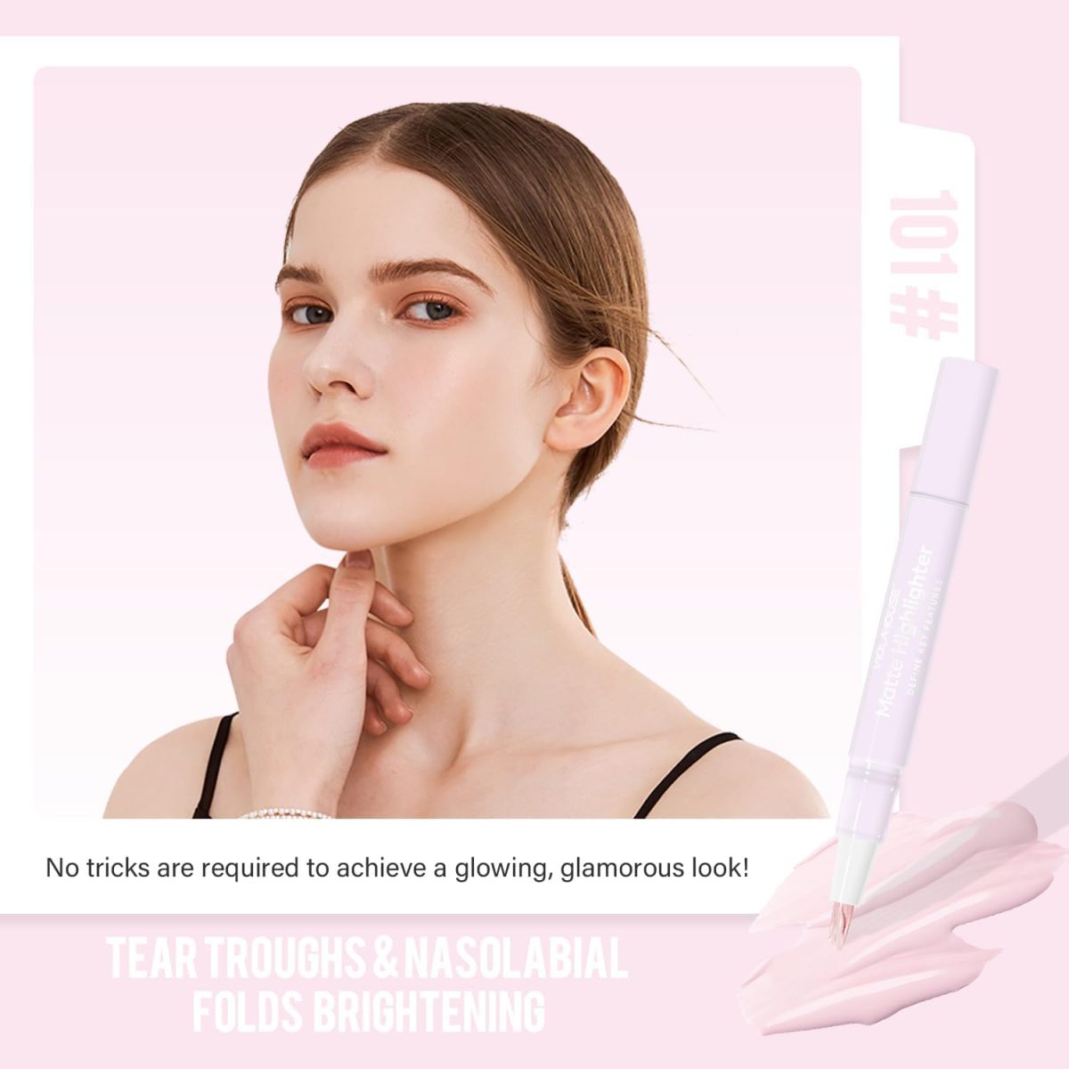 ⁦NALACAL Liquid Highlighter Makeup Pen, Matte Highlighter for Face Brightening, Natural Brightening Cushion Blush Stick Fine Matte for Women (Pink, 5ml)⁩ - الصورة ⁦4⁩