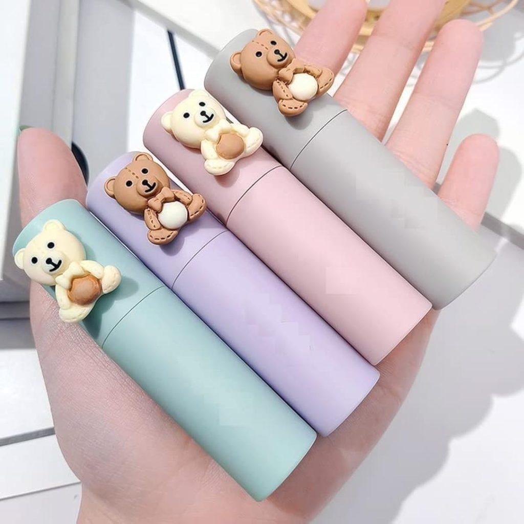 Excefore Matte Velvet Lip Gloss, Velvet Fog Lip Muddy Texture Long Lasting Non-Stick Cup Waterproof Feminine Lipstick for Lips and Cheeks Cute Bear Beauty Makeup