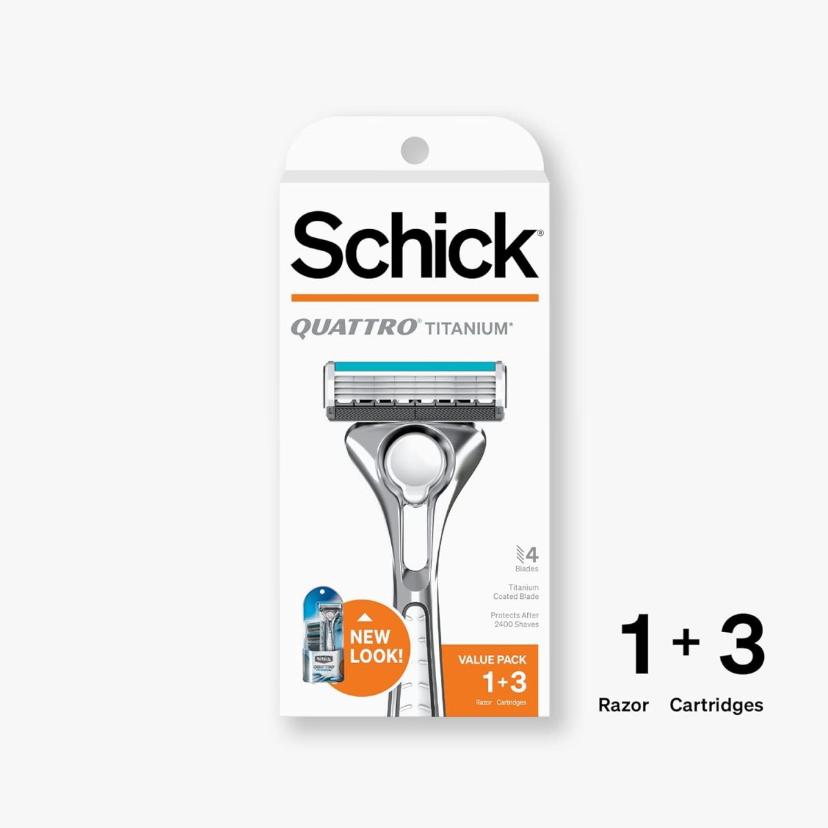 ⁦Schick Quattro Titanium Razor for Men Value Pack with 1 Razor and 3 Refills⁩ - الصورة ⁦7⁩