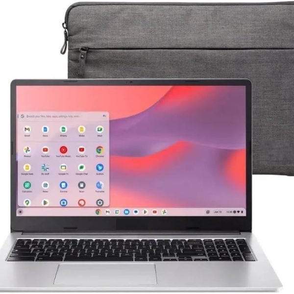 AimCare New Chromebook Laptop 15.6 inch HD Intel.Pentium N6000 4GB RAM LPDDR4X 128GB eMMC DTS Audio Webcam WiFi USB-C up to 10 Hrs Long Battery Life Chrome OS w/Protective Sleeve