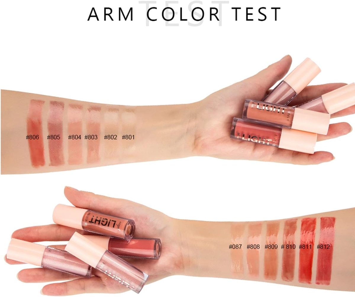 ⁦MAEPEOR Shiny Lipgloss Set 6PCS Smooth Moisturizing Lip Gloss Neutral Nude Nourishing Glossy Lipgloss (6PCS Set B)⁩ - الصورة ⁦3⁩