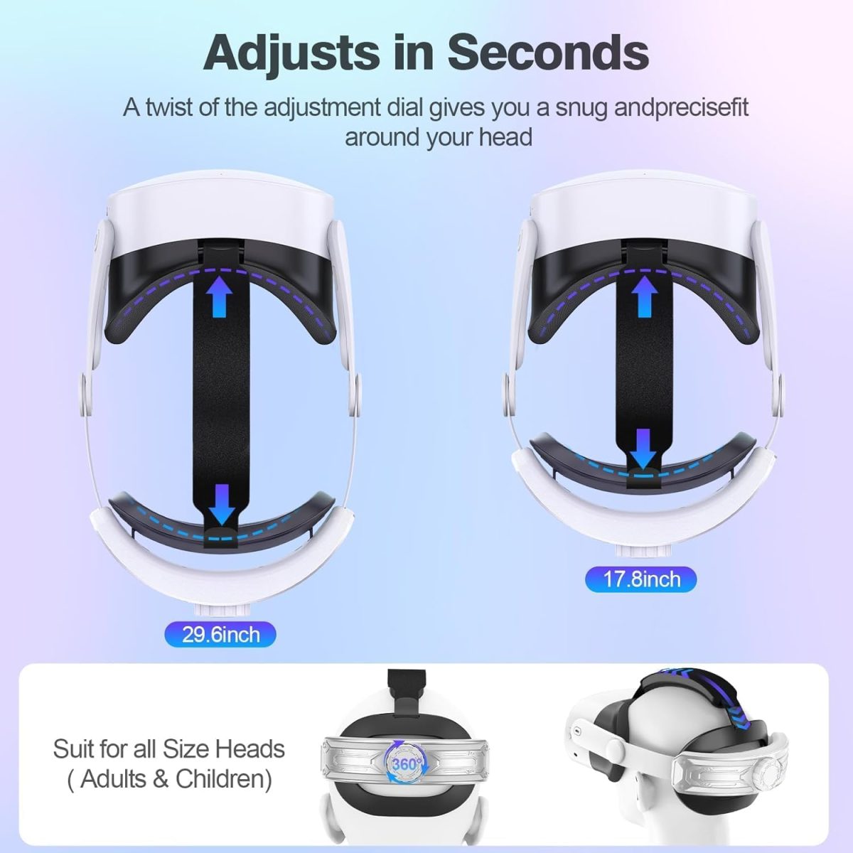 ⁦Head Strap for Meta Quest 3S: VR Headset Accessories - Replacement for Elite Strap - Compatible with Oculus/with Meta Quest 3S - Enhanced Comfort, Reduces Head Pressure⁩ - الصورة ⁦6⁩