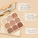⁦Eyeshadow Palette, 9 Colors Eyeshadow Palette Makeup with 3 Eyeshadow Brushes, Matte Nude Color, Neutral Shimmer, Long Lasting, Highly Pigmented, Cute, Tan⁩ - الصورة ⁦2⁩