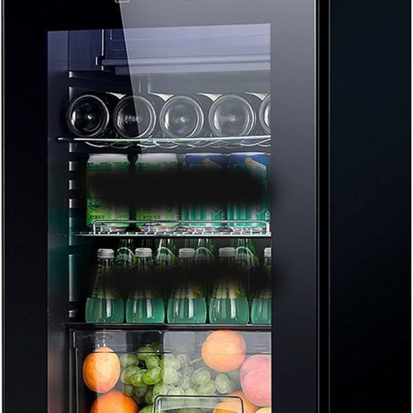 Avcbno Wine cooler Beverage Cooler Refrigerator - 95L Capacity Freestanding And Built-in With Glass Door Drink Fridge For Kitchen Bar Office