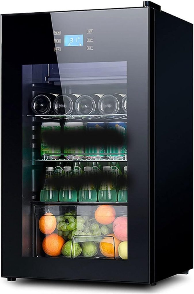 Avcbno Wine cooler Beverage Cooler Refrigerator - 95L Capacity Freestanding And Built-in With Glass Door Drink Fridge For Kitchen Bar Office