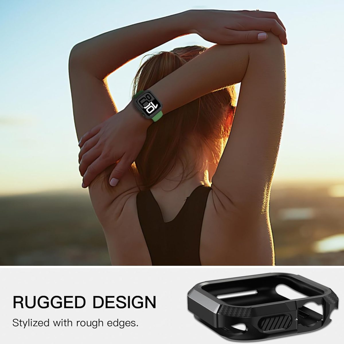 ⁦VEMIGON Rugged Armor Cover Case Compatible with Apple Watch Series 10 46mm, Full Protection Military Grade, Soft Flexible Shockproof Resist Sport iWatch Bumper - (S10-46mm Black)⁩ - الصورة ⁦7⁩