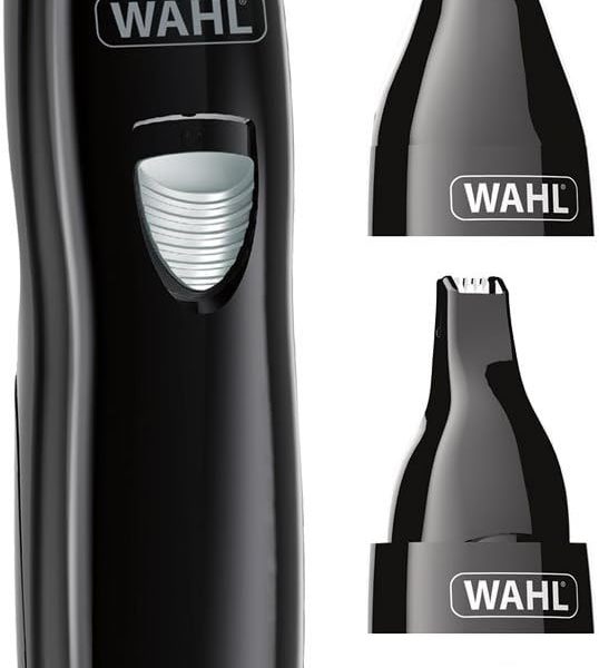 WAHL 3 in 1 Personal Trimmer, Nose Hair Eyebrow, Painless Eyebrow and Facial Hair Trimmer for Men Women, Rechargeable, Washable Heads, Black