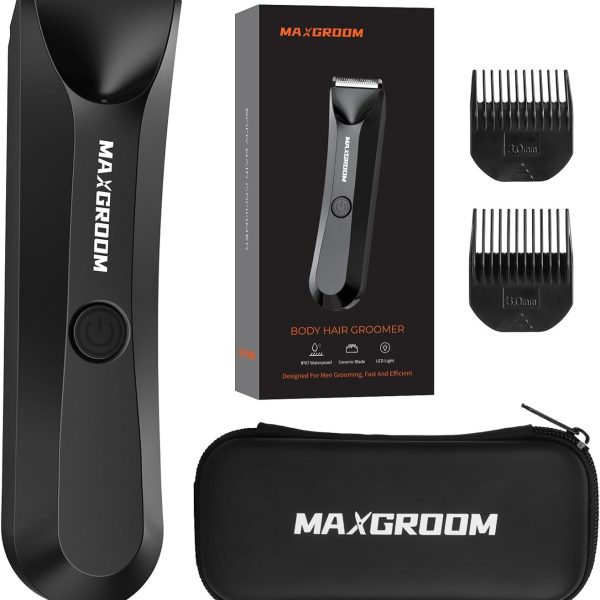 Body Hair Trimmer for Men,MAXGROOM Waterproof Pubic Hair Trimmer, Replaceable Ceramic Blade Heads Ball Trimmer/Shaver