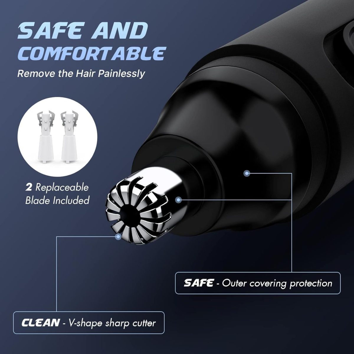 ⁦KASTWAVE Nose Hair Trimmer, Electric Nose and Ear Hair Trimmer, Battery-Powered Waterproof Stainless Steel Head, Painless Trimming for Men and Women⁩ - الصورة ⁦4⁩