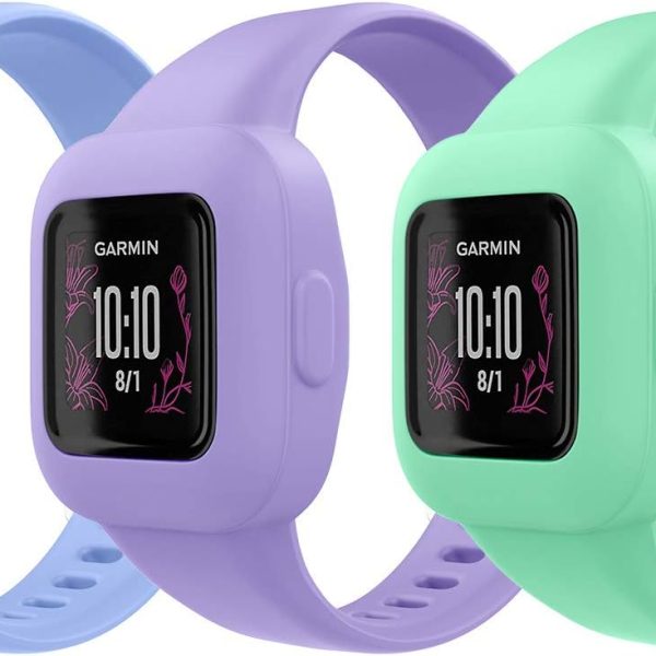 MoKo 3 Pack Silicone Replacement Bands Adjustable Smart Watch Band for Kids Compatible with Garmin Vivofit JR 3