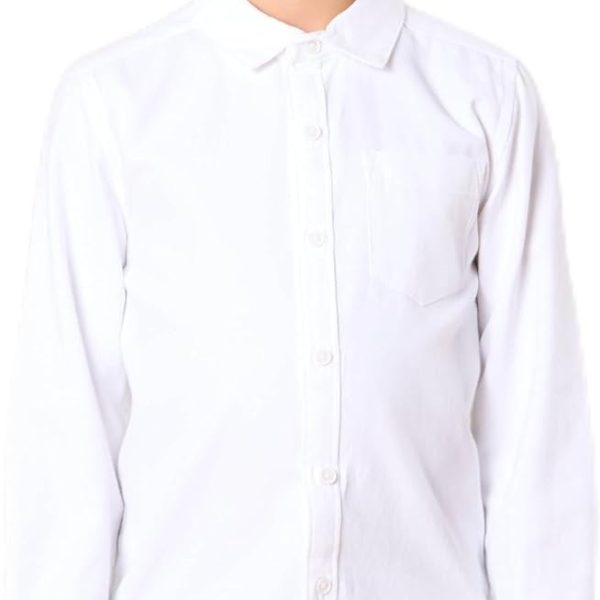 REDTAG Boys White Long Sleeve Oxford Shirt