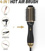 ⁦iMESA 4-IN-1 Multi-functional Hot Air Brush,1000W Hair Dryer Brush, Hair Dryer,Hair Styler Comb, 3 Speeds Temp, Hot Air Styler Black⁩ - الصورة ⁦2⁩
