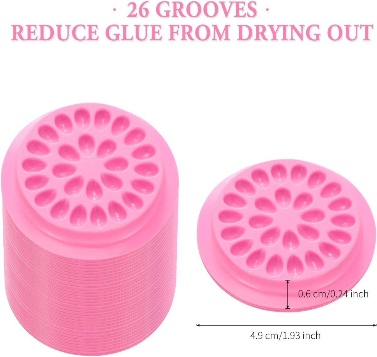 ⁦GNAFOTU 100 Pieces Eyelash Extension Pink Glue Pallet Pads with Curved Tip Tweezers for Eyelash Extension False Lash Application Tools.⁩ - الصورة ⁦6⁩