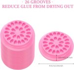 ⁦GNAFOTU 100 Pieces Eyelash Extension Pink Glue Pallet Pads with Curved Tip Tweezers for Eyelash Extension False Lash Application Tools.⁩ - الصورة ⁦6⁩