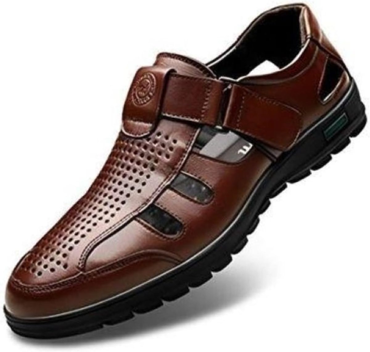MOTIM Men's Casual Genuine Leather Breathable Sandal, Brown, Size 40