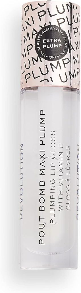 Makeup Revolution Pout Bomb Maxi Plump Lip Gloss, Lip Plumper Gloss To Increase Lip Volume, Contains Vitamin E, Glaze