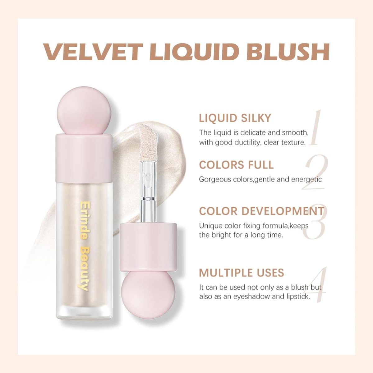 ⁦Erinde Liquid Highlighter Makeup, Shimmer Cream Highlighter, Natural Light Face Highlighter, Brightening Liquid Highlight, Face Body Glow Makeup, Glow Drops Makeup, Glitter Highlighter Makeup⁩ - الصورة ⁦5⁩